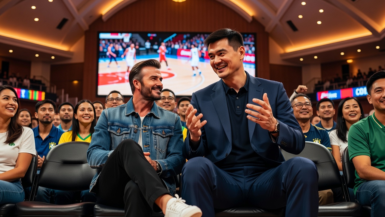 Beckham e Yao Ming reencontram-se em Macau e viralizam pela altura