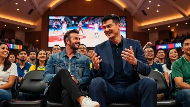 Beckham e Yao Ming reencontram-se em Macau e viralizam pela altura